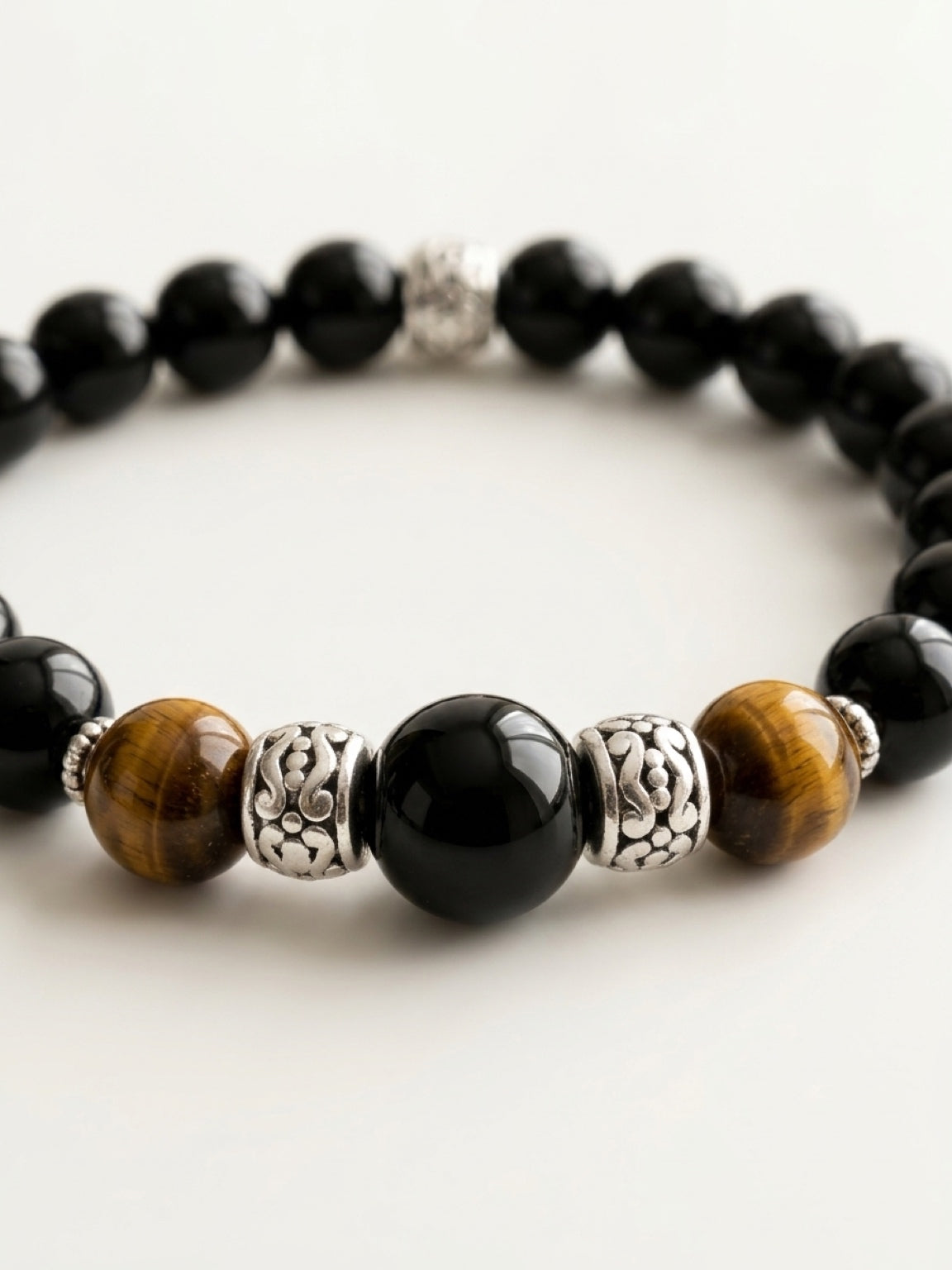 Men’s Black Onyx & Tiger’s Eye Bracelet | Protection Mala Stone Jewelry