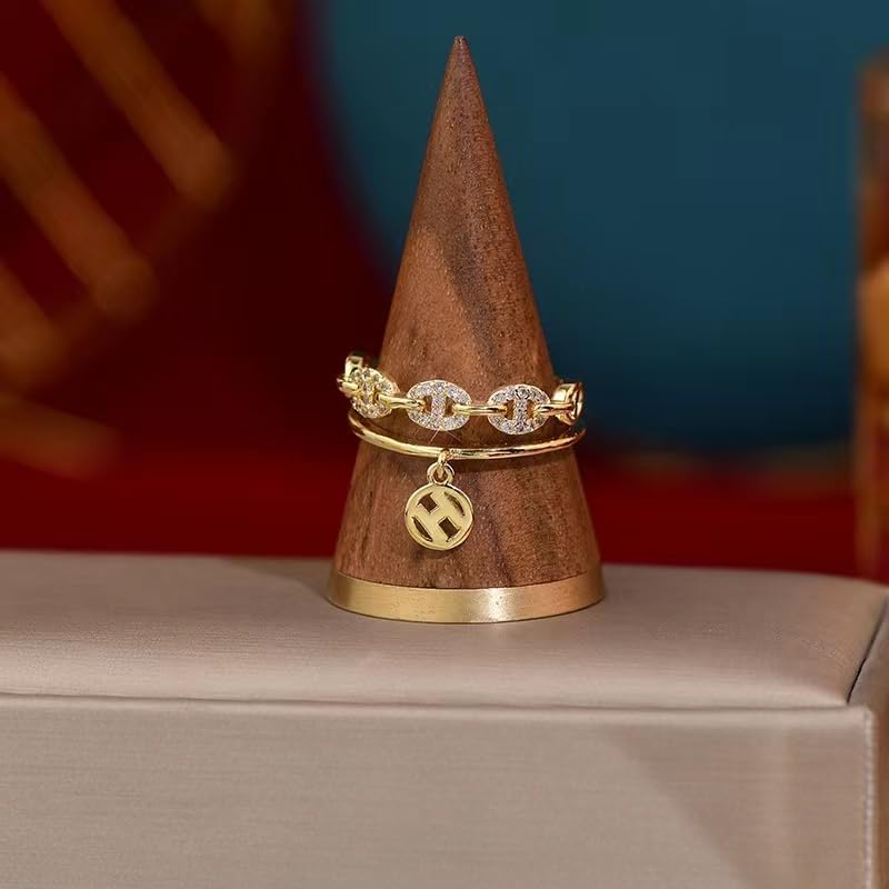 18K Gold Plated Adjustable Rings - Chunky Heart, Cross, T Bar & Butterfly Rings with Cubic Zirconia Diamonds - Size 5-8