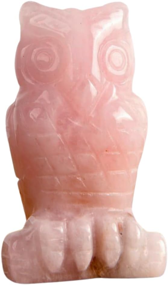 Natural Green Aventurine Owl Bird Statue, Hand Carved Reiki Healing Crystal Animal Figurines Pocket Palm Stone Home Decoration
