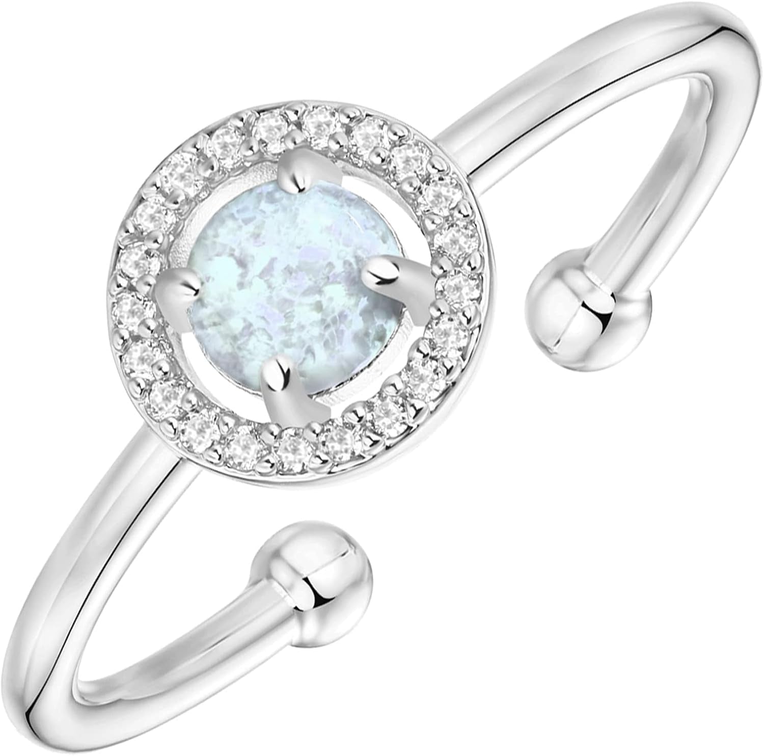 14K Gold Plated Adjustable Created Opal Rings - Stacking Rings for Women