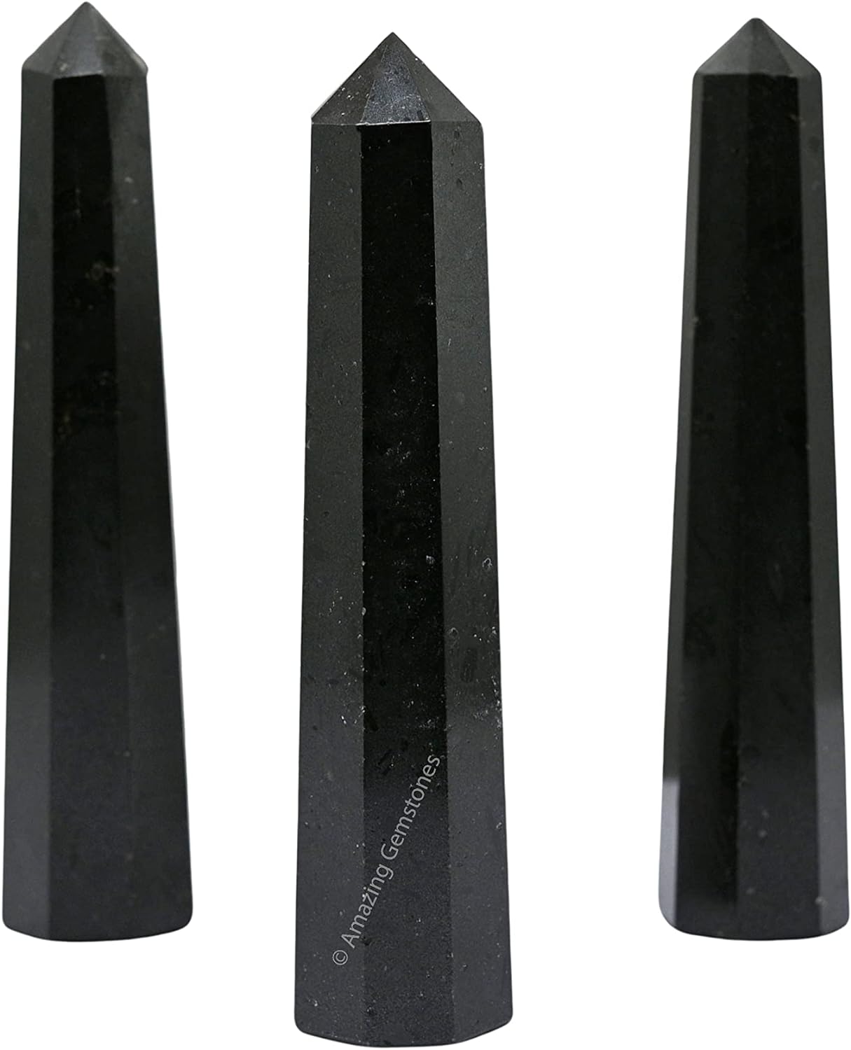 Black Tourmaline Crystal Towers ~ Natural Healing Crystal Point Obelisk for Reiki Healing and Crystal Grid (3- Inch)