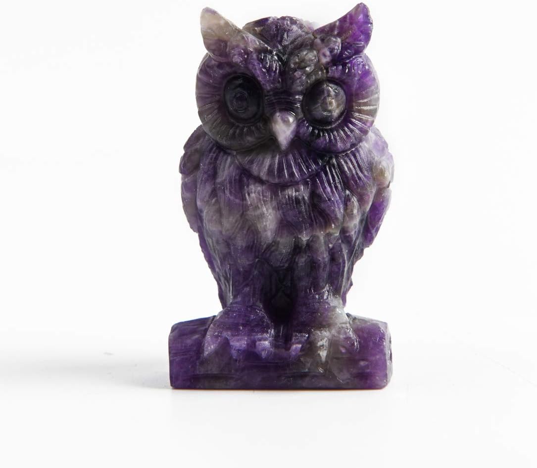 Natural Green Aventurine Owl Bird Statue, Hand Carved Reiki Healing Crystal Animal Figurines Pocket Palm Stone Home Decoration