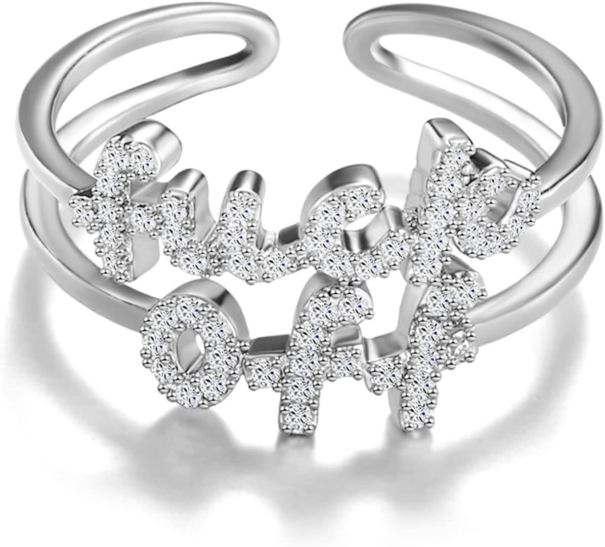 Women Statement Letters Personalized Ring 18K Gold Plated Open Rings Hypoallergenic Cubic Zirconia Adjustable Rings for Women