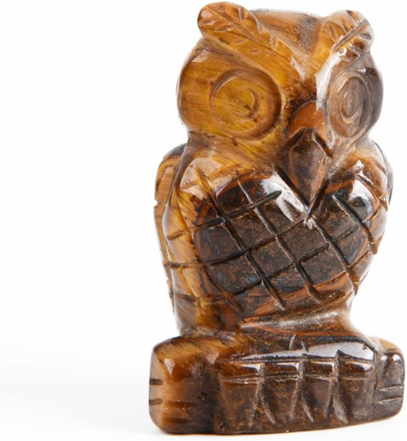 Natural Green Aventurine Owl Bird Statue, Hand Carved Reiki Healing Crystal Animal Figurines Pocket Palm Stone Home Decoration