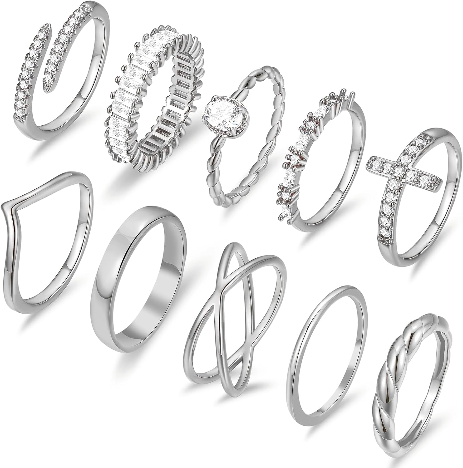 10 PCS 14K Gold Plated Rings Set for Women, Dainty Gold Knuckle Rings Non Tarnish, Simple Thumb Stacking Rings Pack Size 6/7/8/9/10