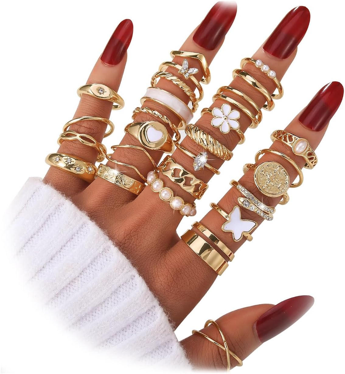Gold Knuckle Rings Set for Women, Dainty Simple Trendy Cute Stackable Finger Rings Pack, Perfect for Stacking Layering on Thumb and Knuckle, Mixed Size, Jewelry Gift