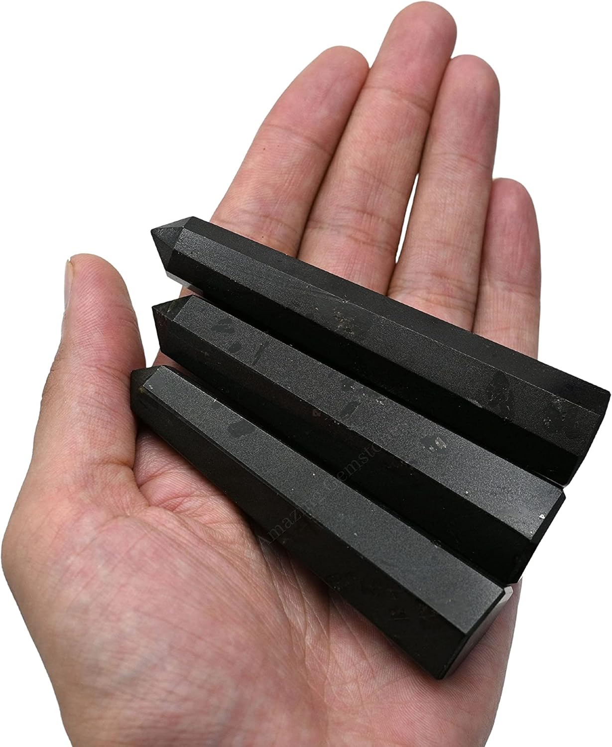 Black Tourmaline Crystal Towers ~ Natural Healing Crystal Point Obelisk for Reiki Healing and Crystal Grid (3- Inch)
