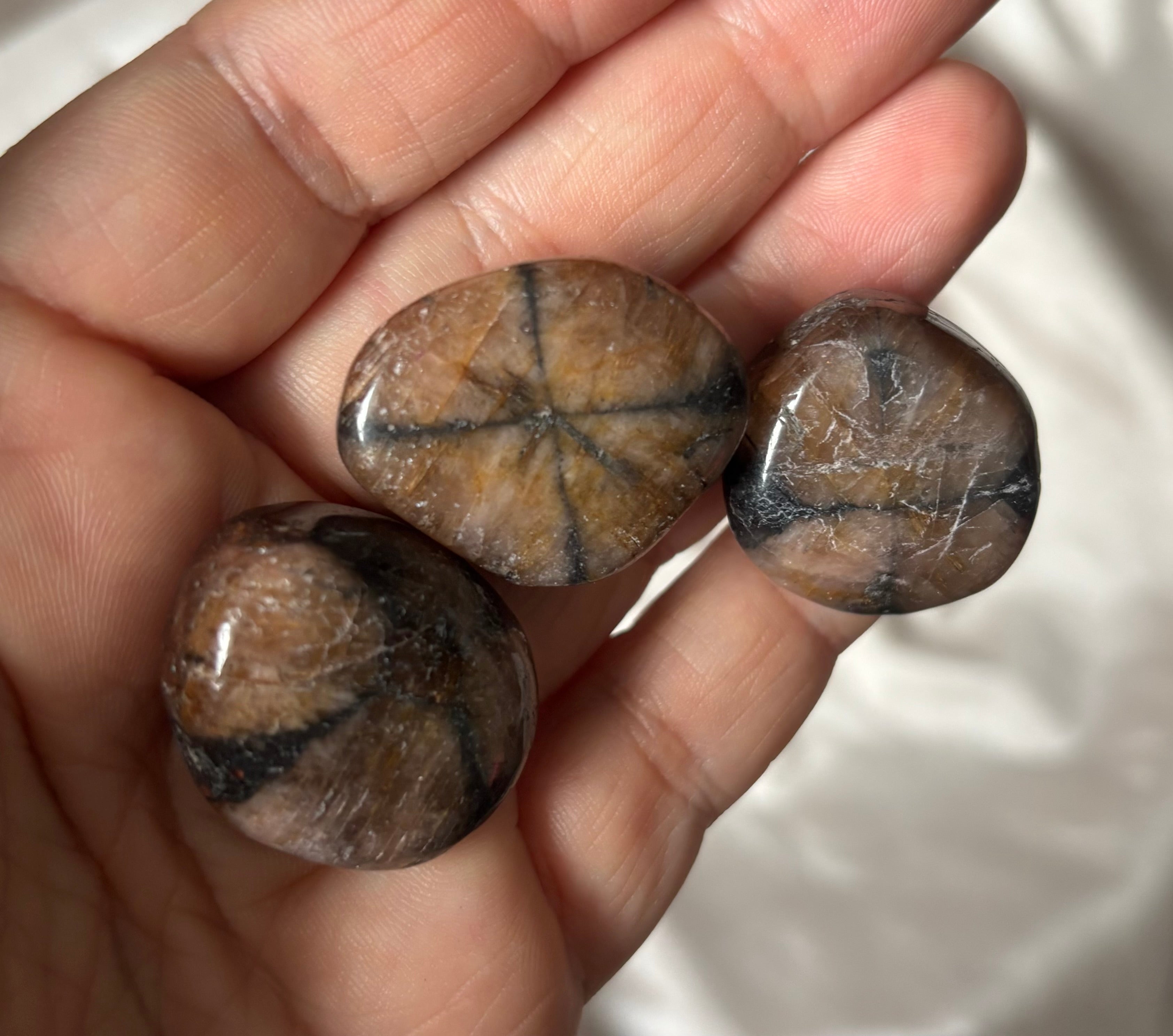 CHIASTOLITE tumblestones, andalusite, natural stone, protection, EMF protection, metaphysical crystals