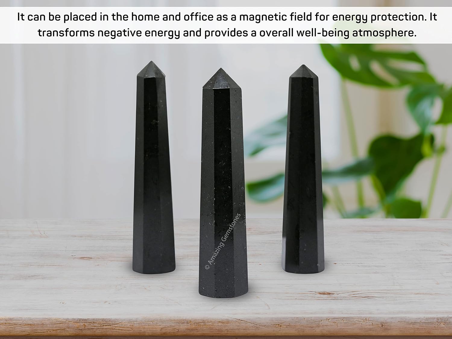Black Tourmaline Crystal Towers ~ Natural Healing Crystal Point Obelisk for Reiki Healing and Crystal Grid (3- Inch)