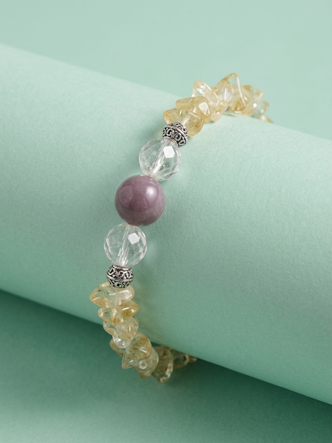 Citrine & Moonstone ladies bracelet, stone bracelet, natural stone jewelry, chip stone bracelet, heart charm, single strand w/ charms