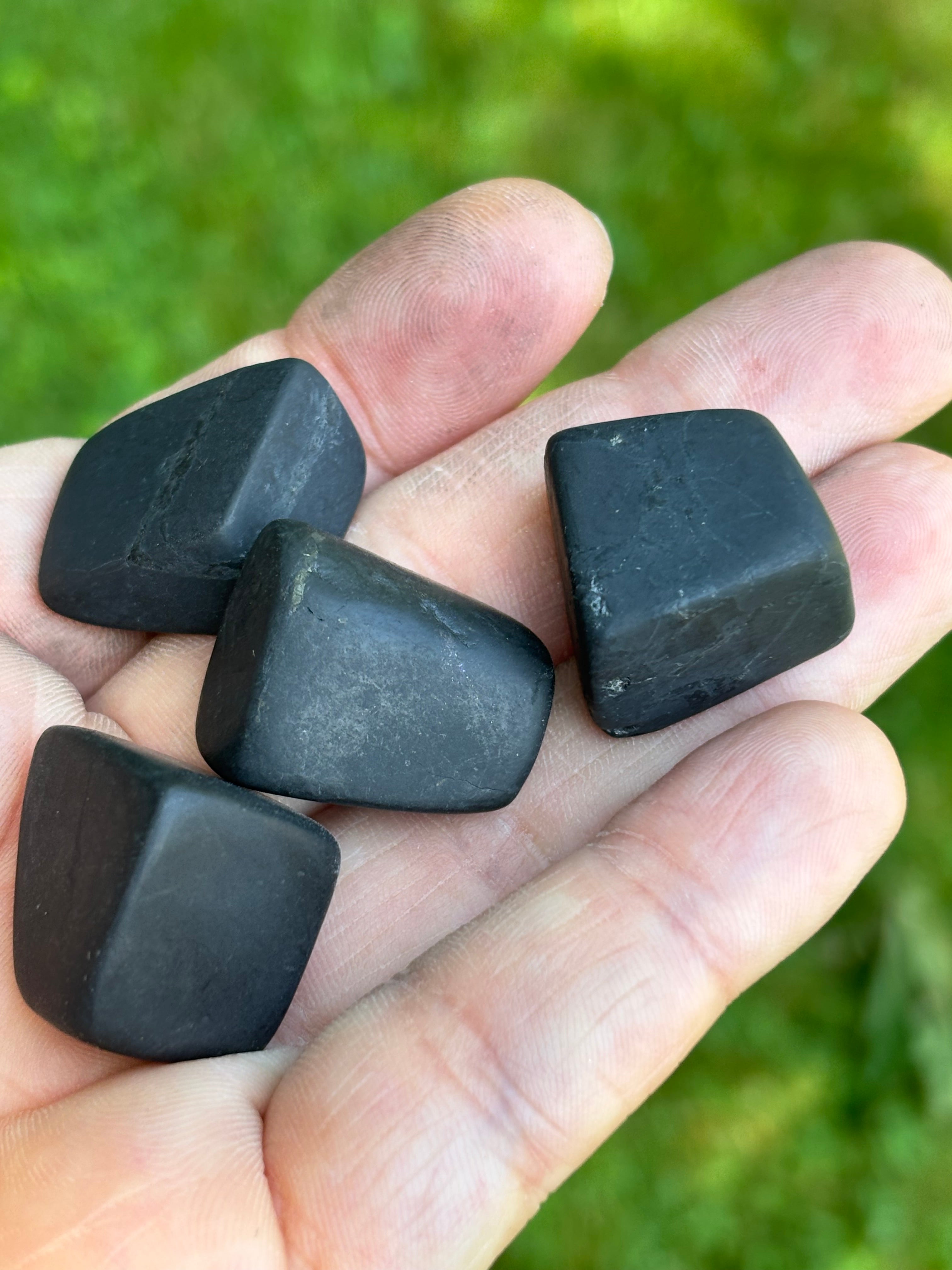 Shungite stones, EMF protection EMF stones, metaphysical crystals, cuboid shapes, irregular cube shape