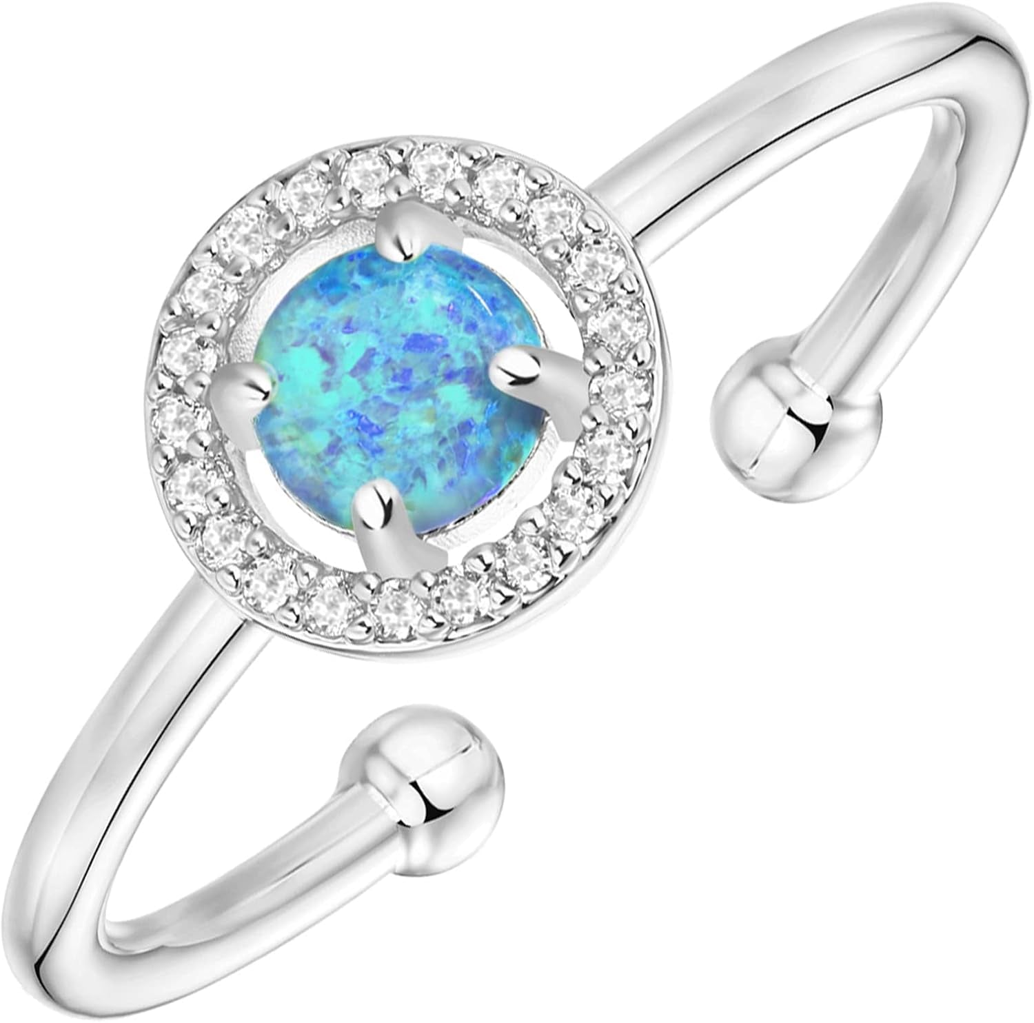 14K Gold Plated Adjustable Created Opal Rings - Stacking Rings for Women