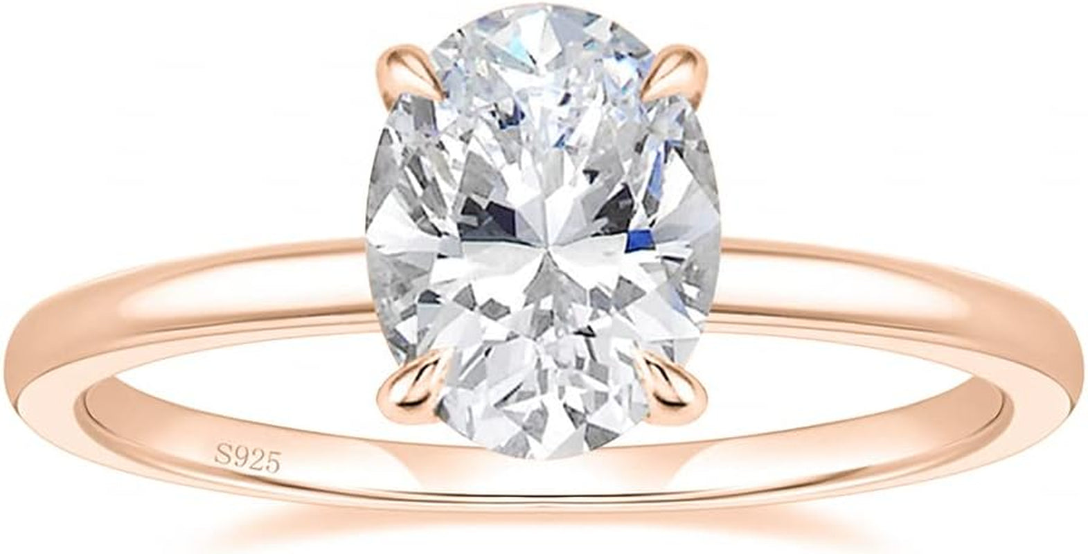 3CT 925 Sterling Silver Engagement Rings Oval Cut Solitaire Cubic Zirconia CZ Wedding Promise Rings for Her Wedding Bands for Women Size 3-11