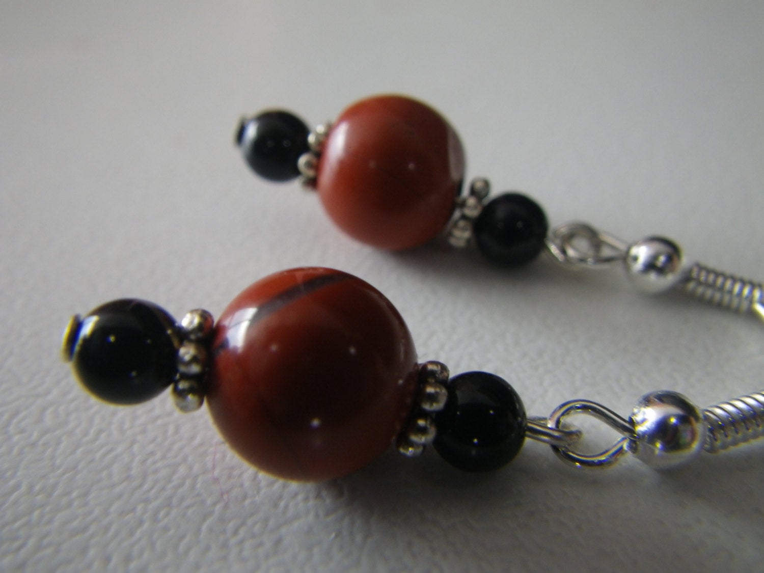 Women's earrings Red Jasper and Black Onyx earrings, stone earrings, natural stone jewelry