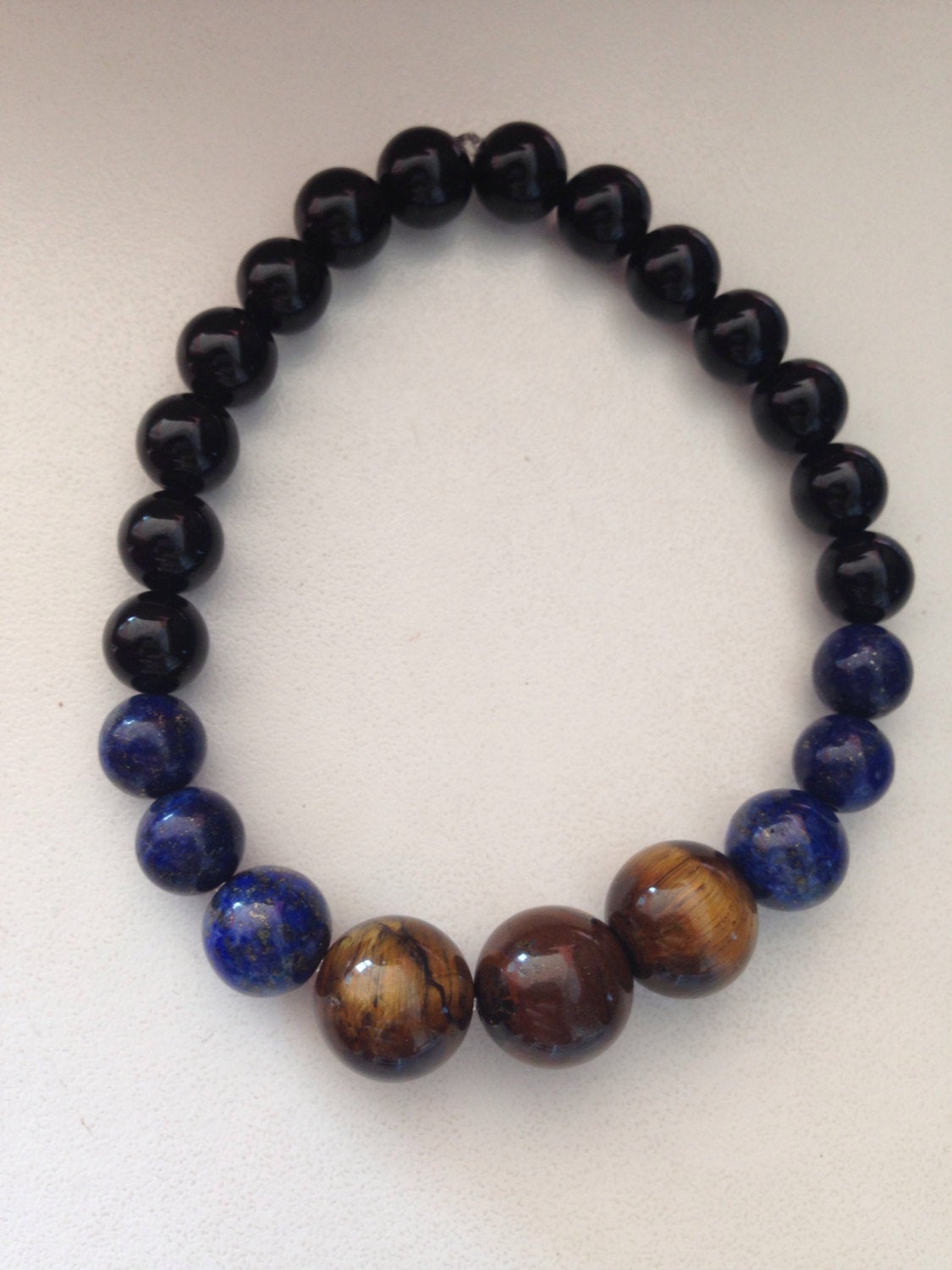 Men's bracelet Tiger Eye, Lapis Lazuli, Black Onyx, protection for travel, stone jewelry, stone bracelet, gift for him