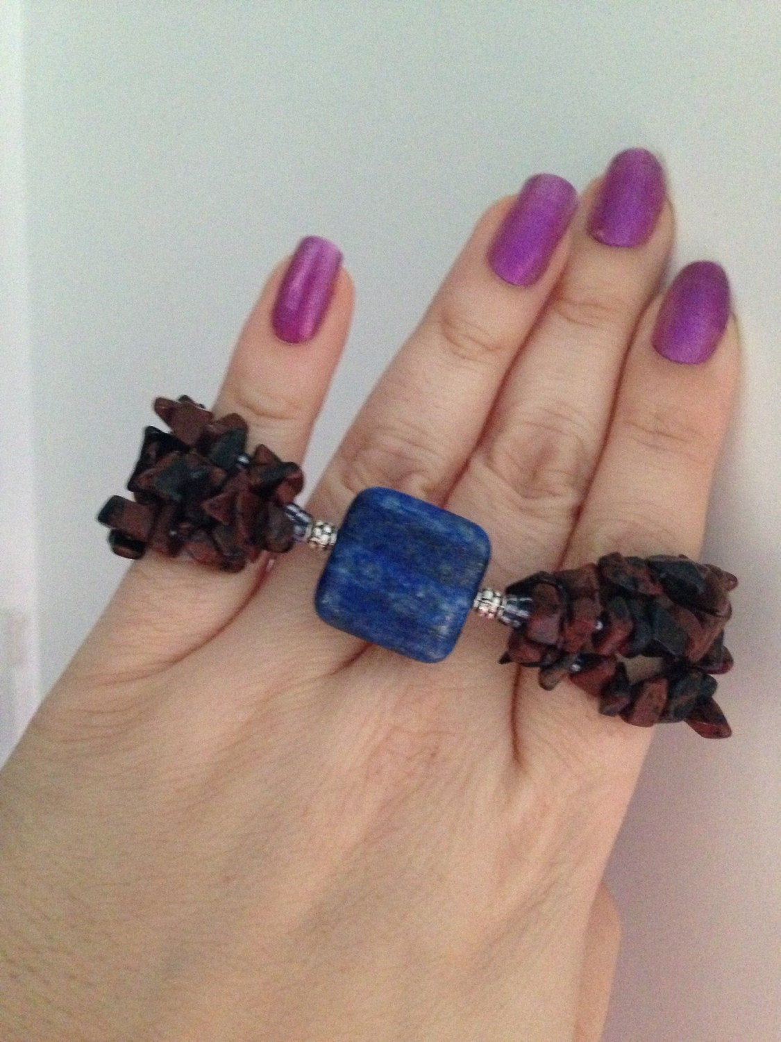 Women's bracelet in lapis lazuli and mahogany obsidian, evil eye protection, stone bracelets