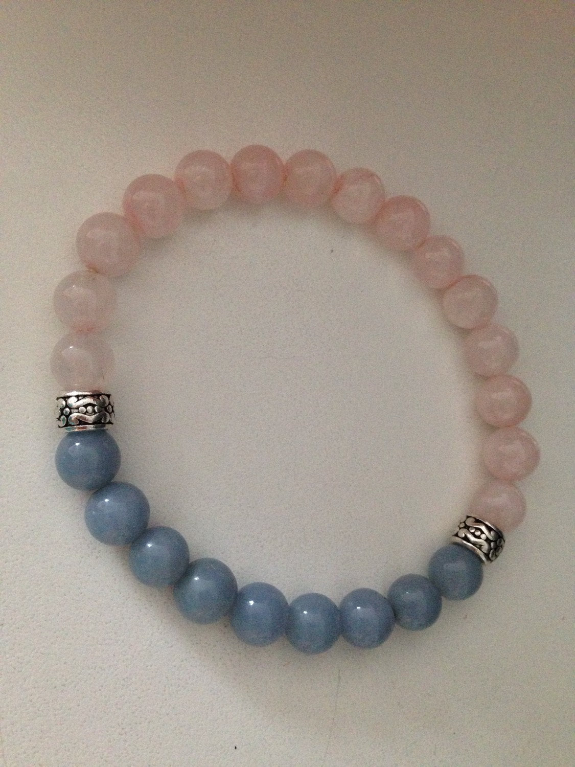Women's Bracelet Rose Quartz and angelite ladies bracelet, stone bracelet, stone jewelry