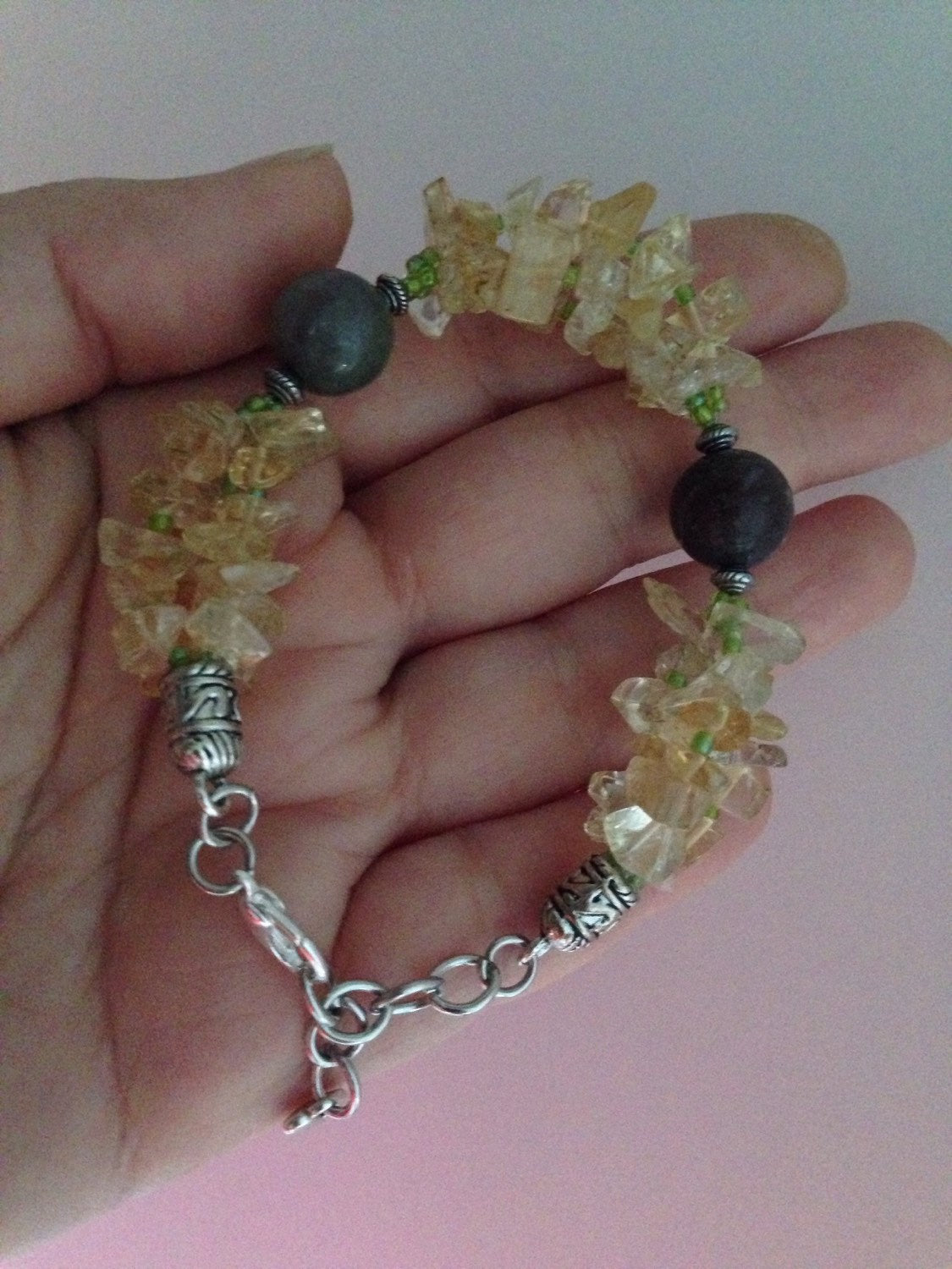 Women's bracelet sunny bracelet in citrine and agate, stone bracelet, stone jewelry, mala bracelet