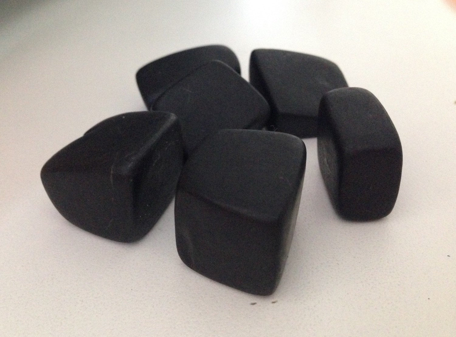 Black cuboid shungite stones for EMF protection and metaphysical use