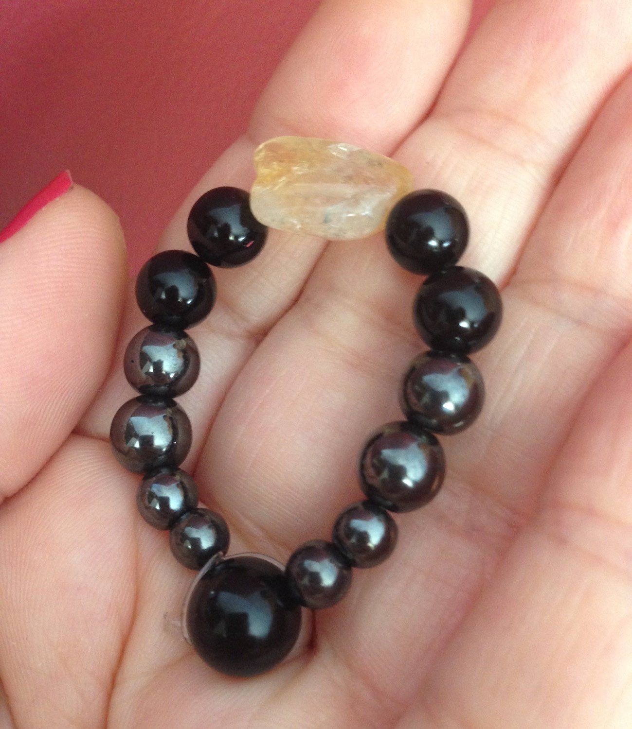 POCKET STONES (PS002) stone prayer beads, citrine, hematite, black onyx, good luck, pocket stone packs, spiritual gift