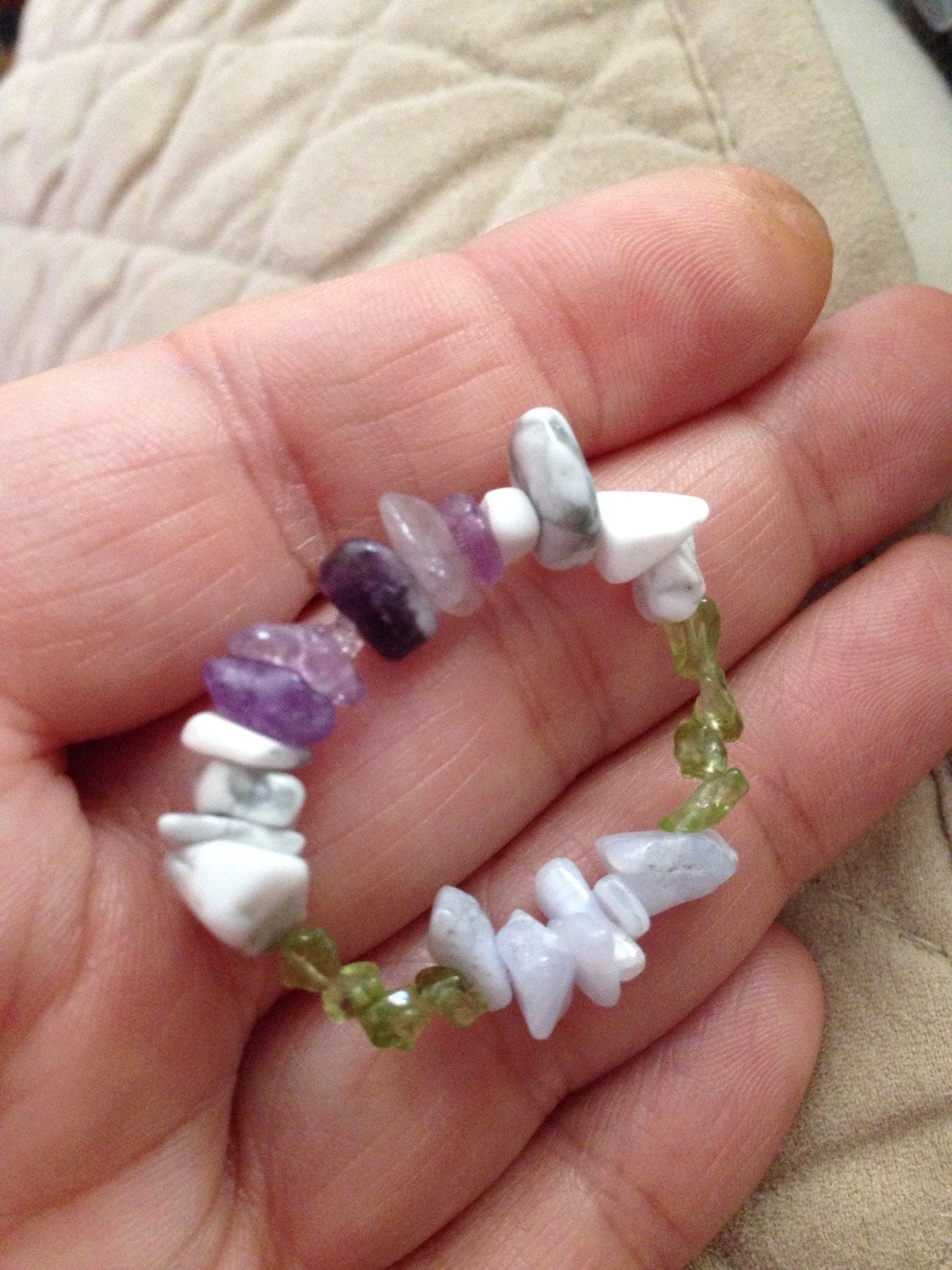 POCKET STONES in peridot, blue lace agate, howlite and amethyst, natural stone beads, stone pack