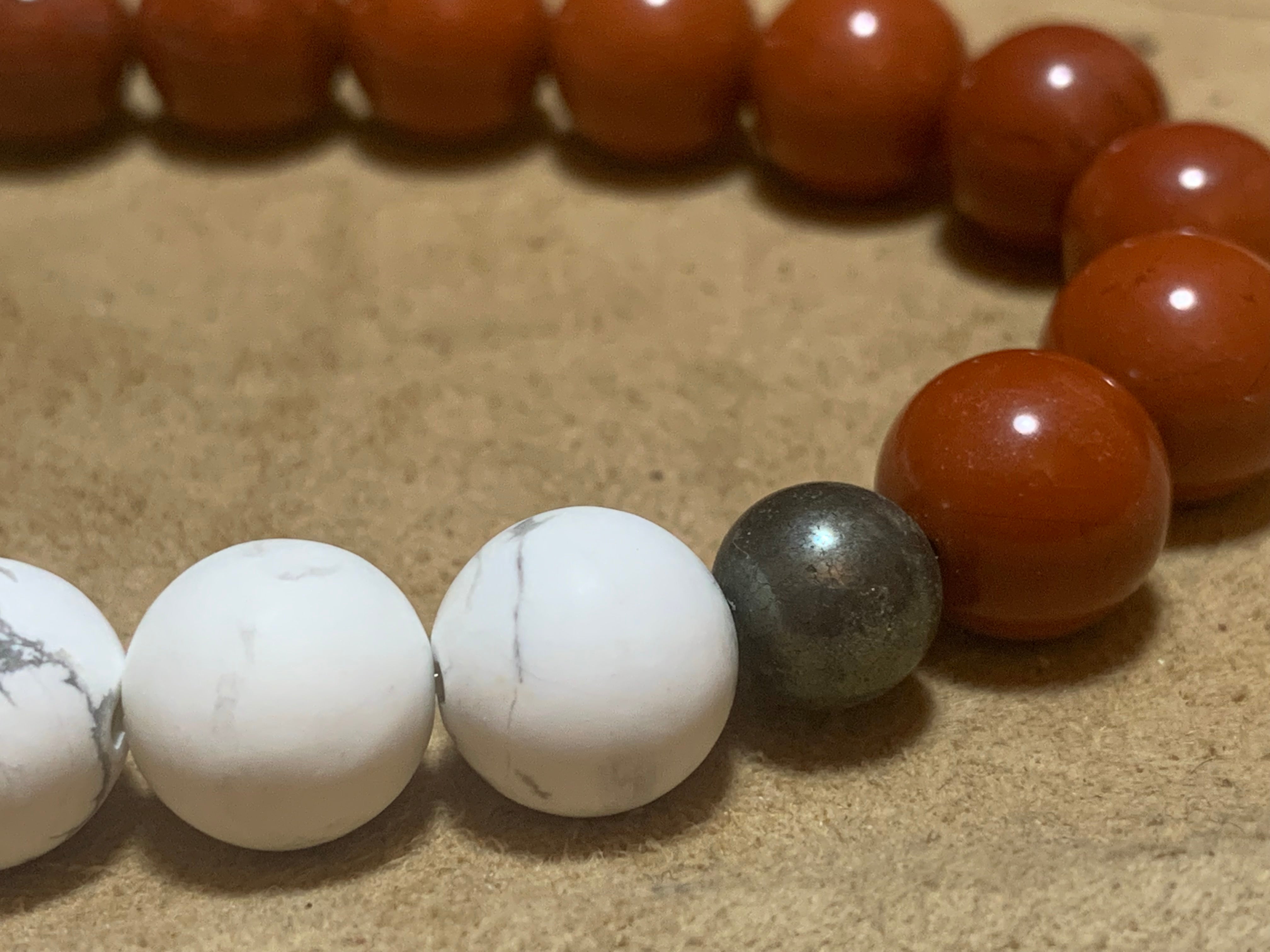 Creativity, inspiring and calming bracelet with red jasper, pyrite and howlite, mens bracelets, gift for him
