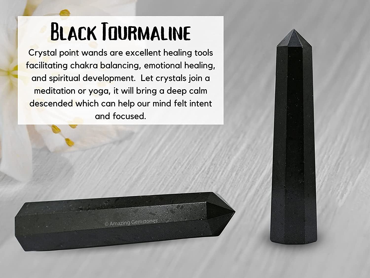 Black Tourmaline Crystal Towers ~ Natural Healing Crystal Point Obelisk for Reiki Healing and Crystal Grid (3" to 4" INCH)