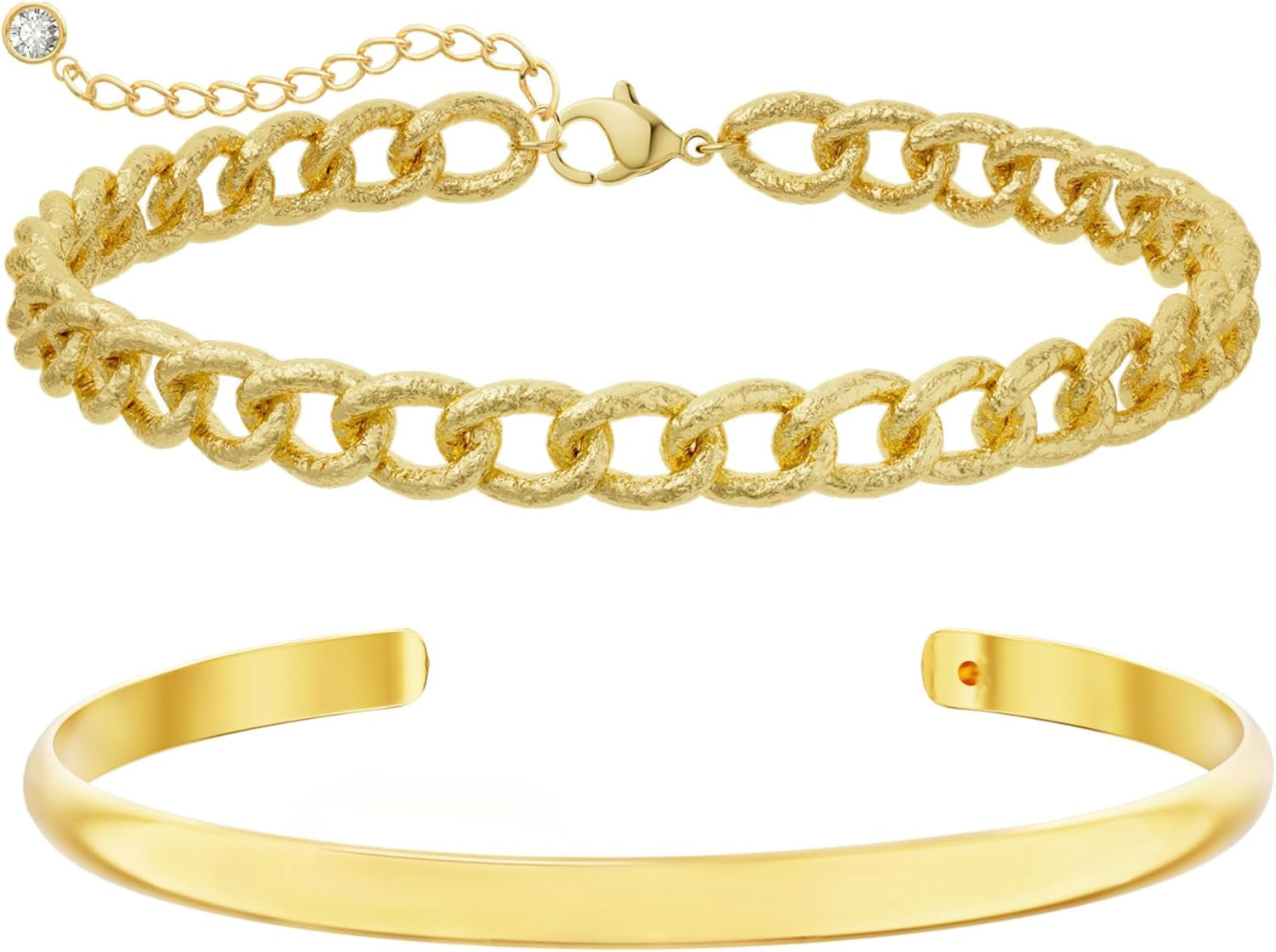 Gold Bracelets for Women Gold Bracelet Stack Layered Bracelets Set Dainty 14K Gold Bangles for Women Trendy Link Chain Cubic Zirconia Cuff Bracelets Jewelry