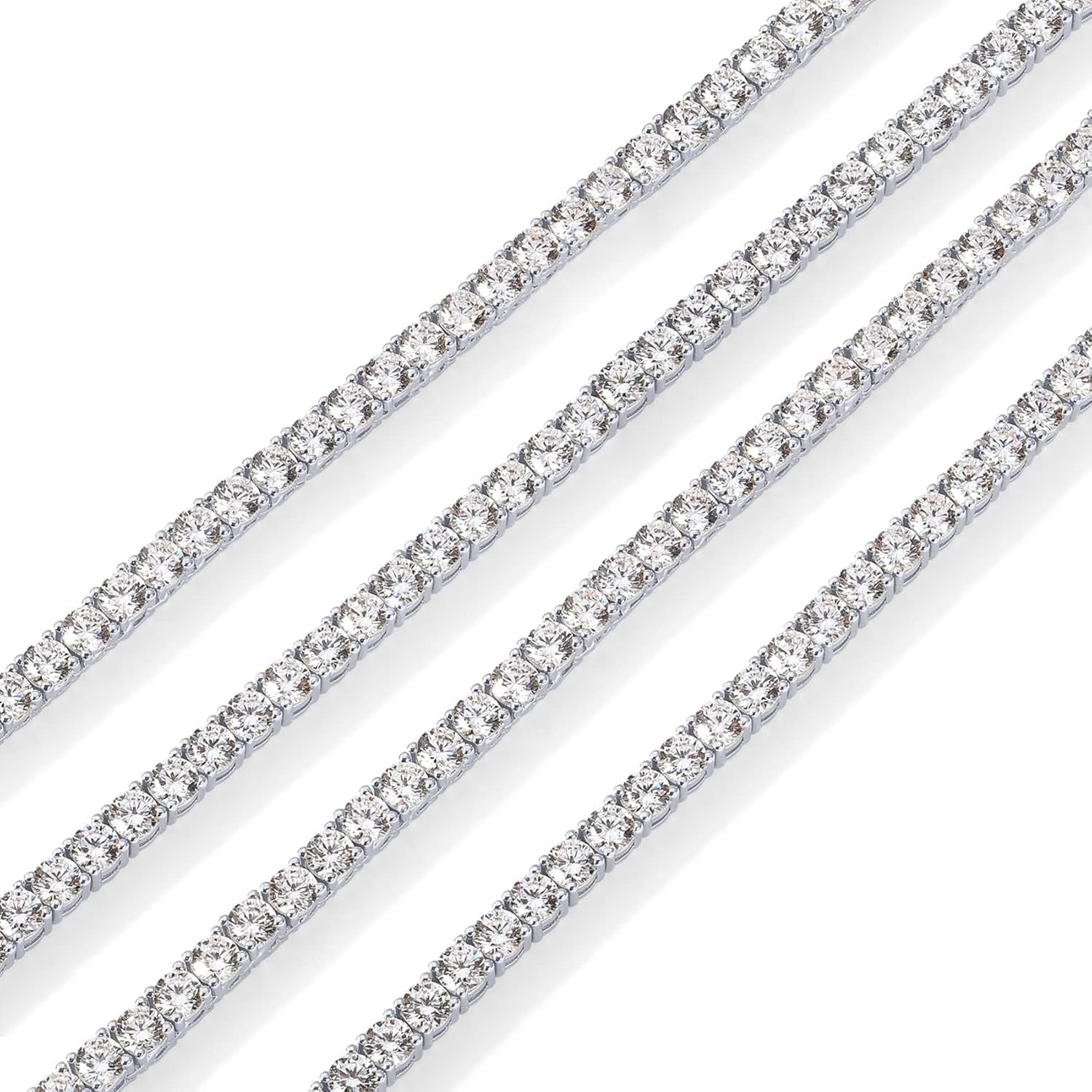 14k gold plated 3mm simulated diamond tennis necklace