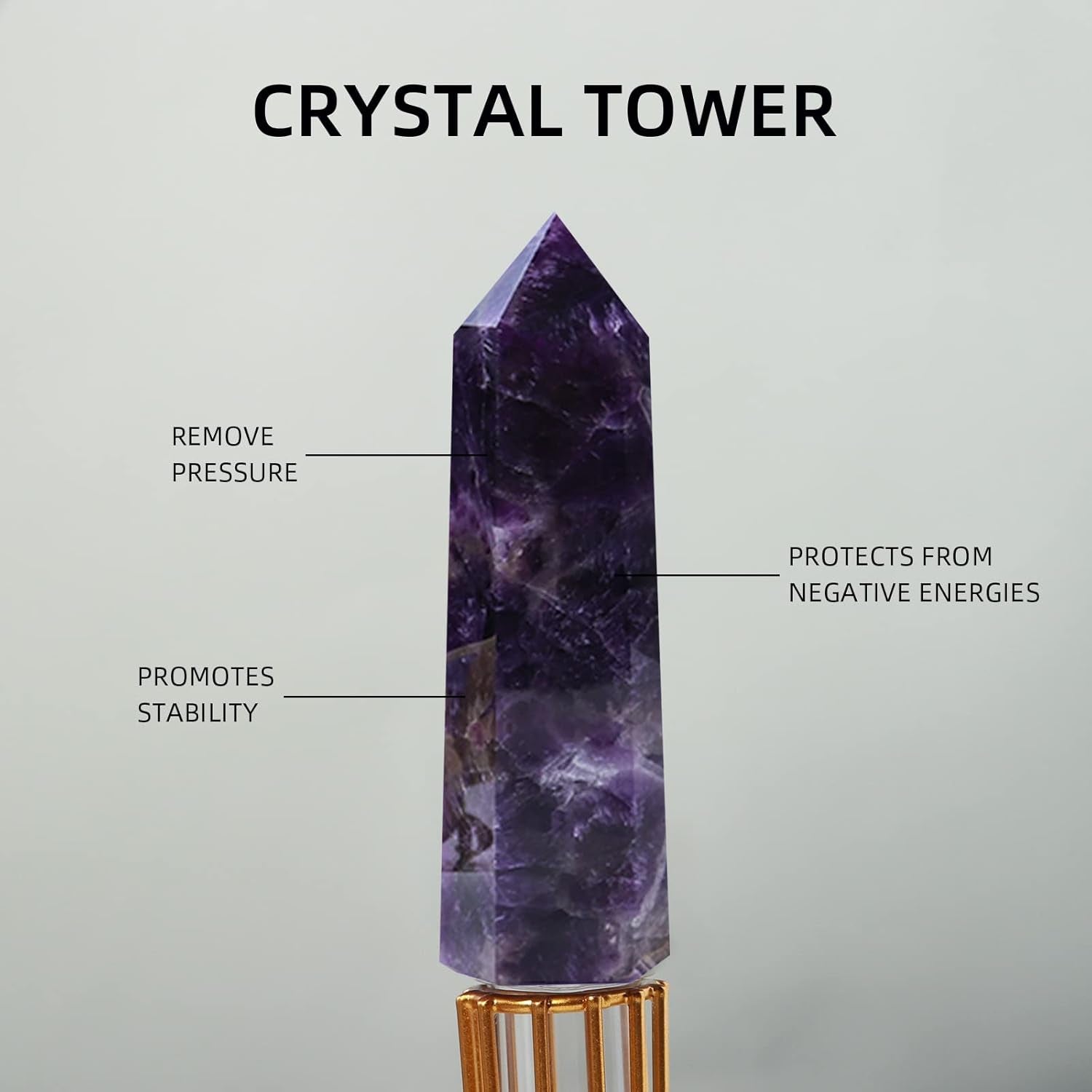 Dream Amethyst Healing Crystal Wands Height 3.3"-3.5", 6 Faceted Prism Wand Reiki Chakra Stone, Natural Quartz Energy Tower Home Decoration Ornament