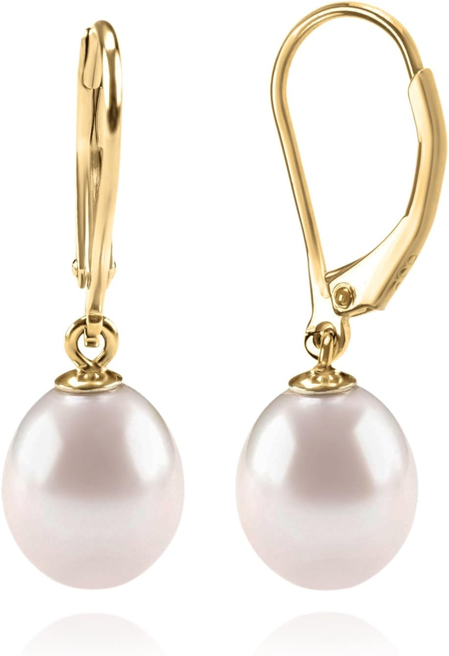 Handpicked AAA+ Quality Freshwater Cultured Pearl Earrings Leverback Dangle Stud Pearl Earrings