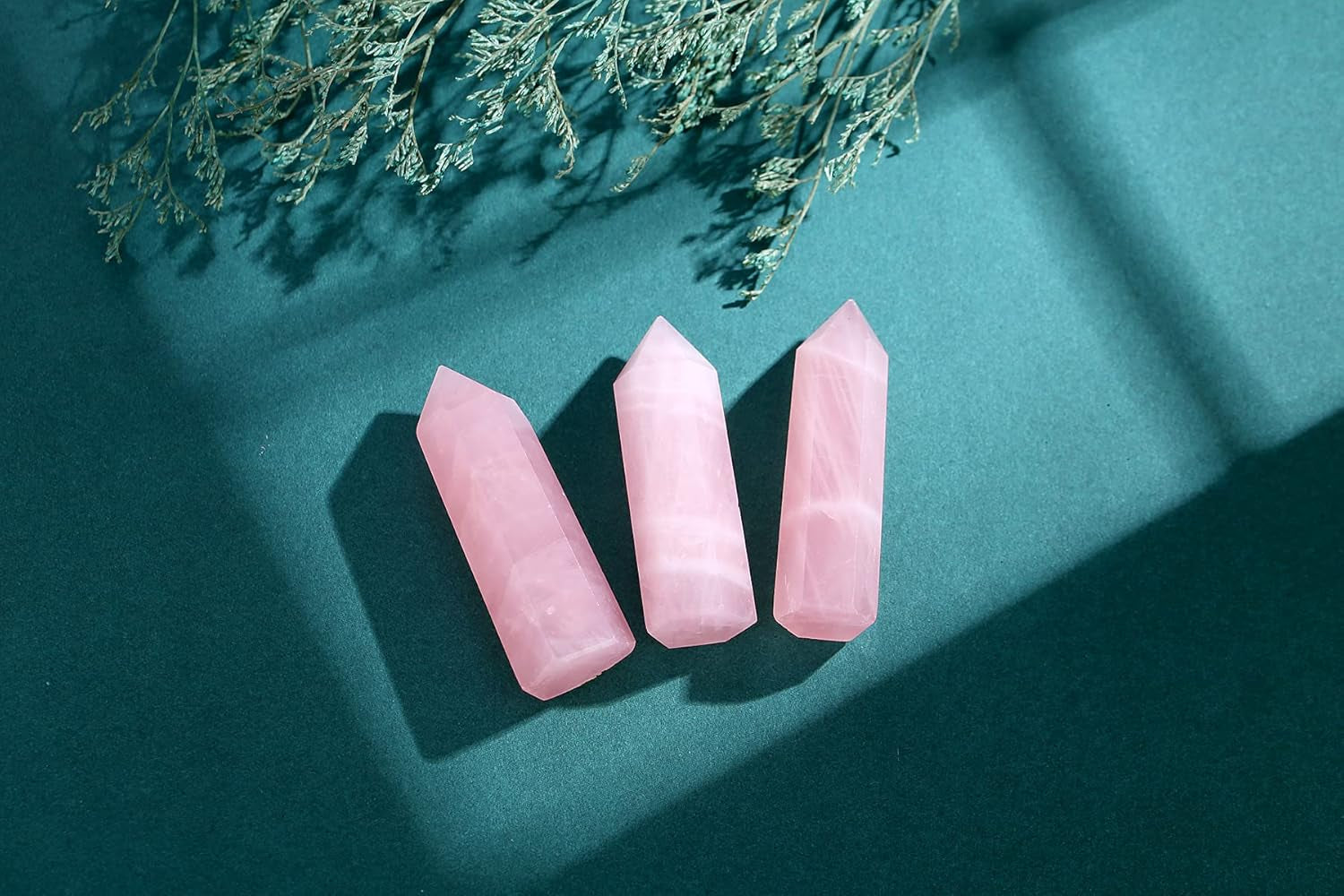 2" Rose Quartz Healing Crystals Stones Crystal Wand Tower Natural Quartz Points Hexagonal Gemstone Reiki Meditation Chakra Balance Witch Good Luck Crystal