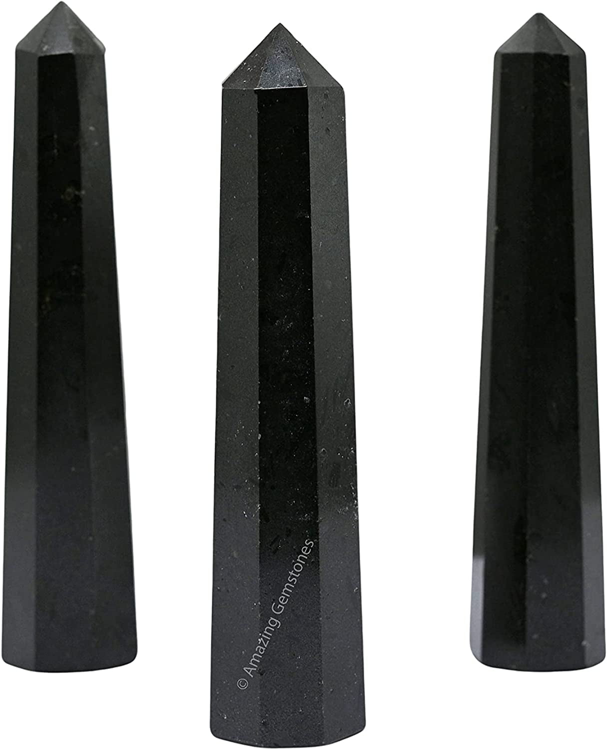 Black Tourmaline Crystal Towers ~ Natural Healing Crystal Point Obelisk for Reiki Healing and Crystal Grid (3" to 4" INCH)