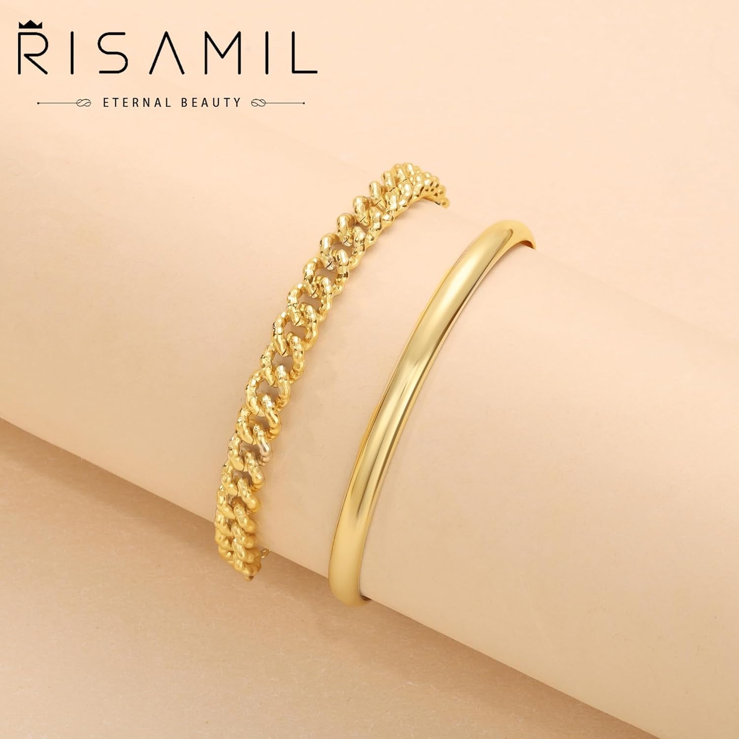 Gold Bracelets for Women Gold Bracelet Stack Layered Bracelets Set Dainty 14K Gold Bangles for Women Trendy Link Chain Cubic Zirconia Cuff Bracelets Jewelry