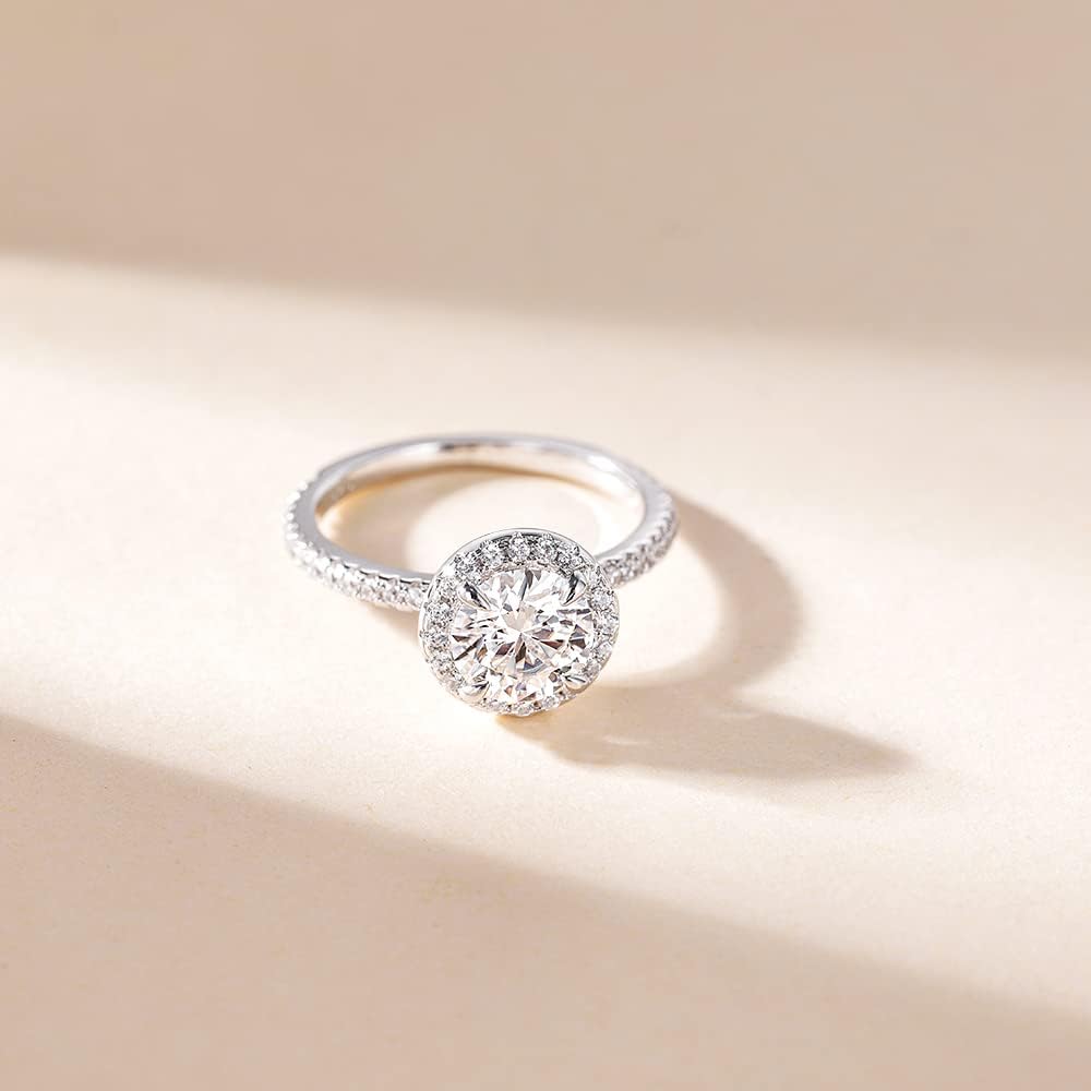 1.5 CT Moissanite Engagement Rings for Women D Color VVS1 Clarity 925 Sterling Silver Vintage Moissanite round Cut Halo Wedding Promise Band Rings for Her Size 4-10
