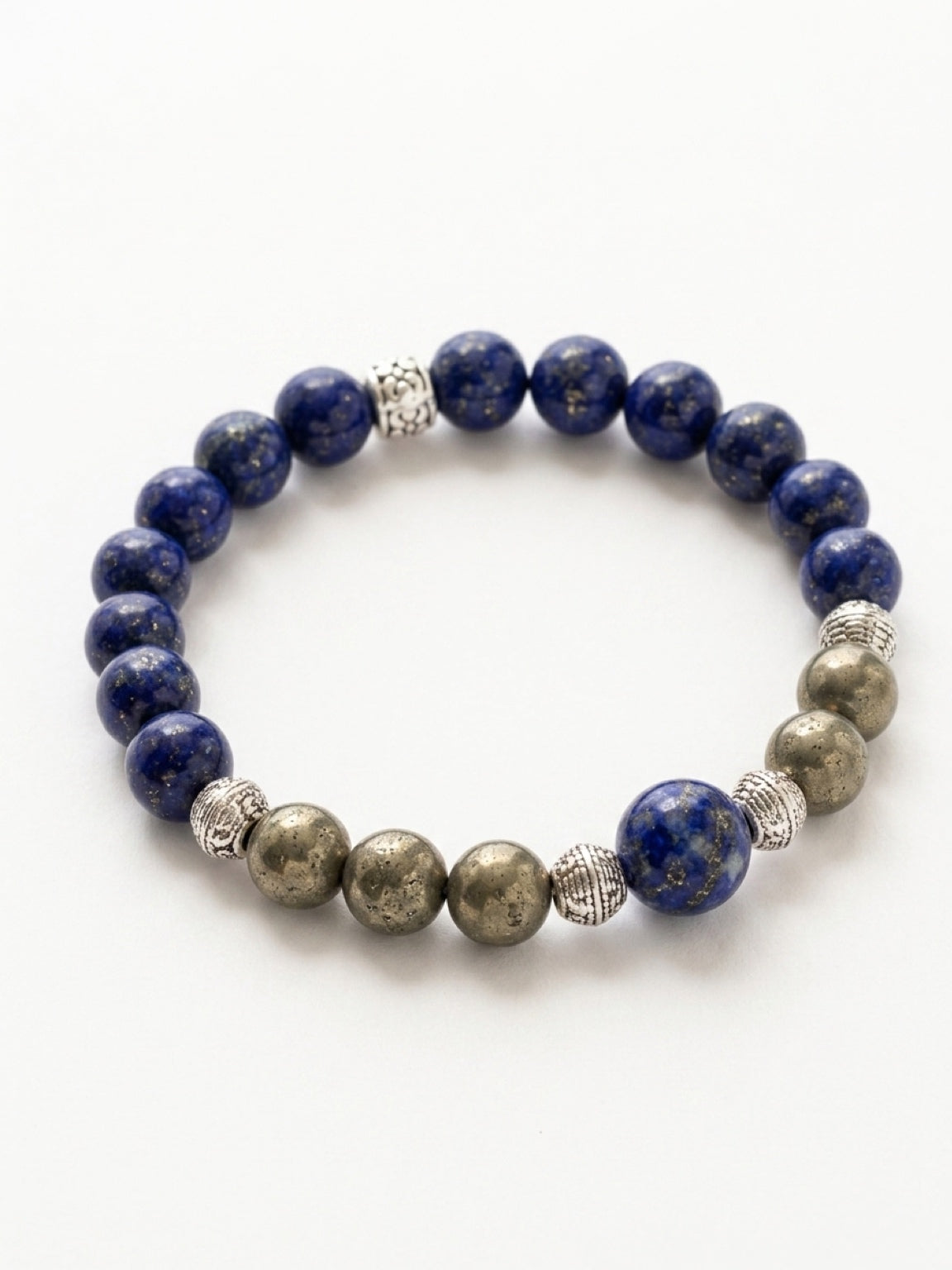 Men’s Lapis Lazuli & Pyrite Bracelet | Meditation Mala Stone Jewelry