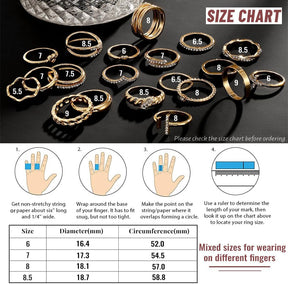 Gold Knuckle Rings Set for Women, Dainty Simple Trendy Cute Stackable Finger Rings Pack, Stacking Layering on Thumb and Knuckle, Mixed Size