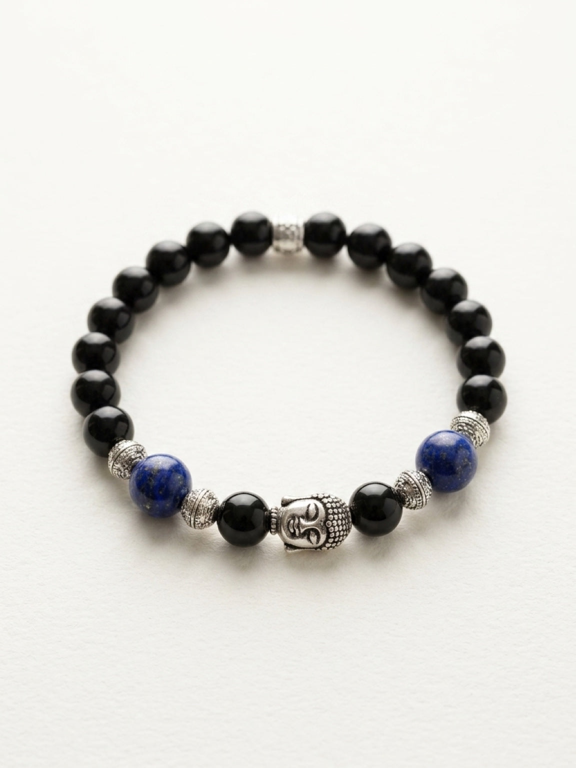 Buddha Bracelet with Lapis Lazuli & Black Onyx | Men’s Zen Mala Jewelry