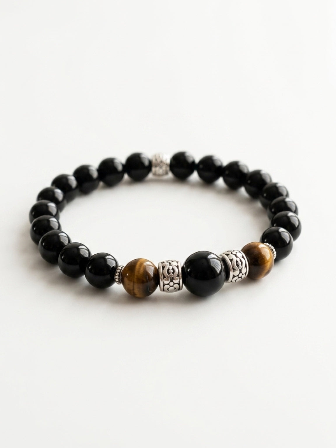 Men’s Black Onyx & Tiger’s Eye Bracelet | Protection Mala Stone Jewelry