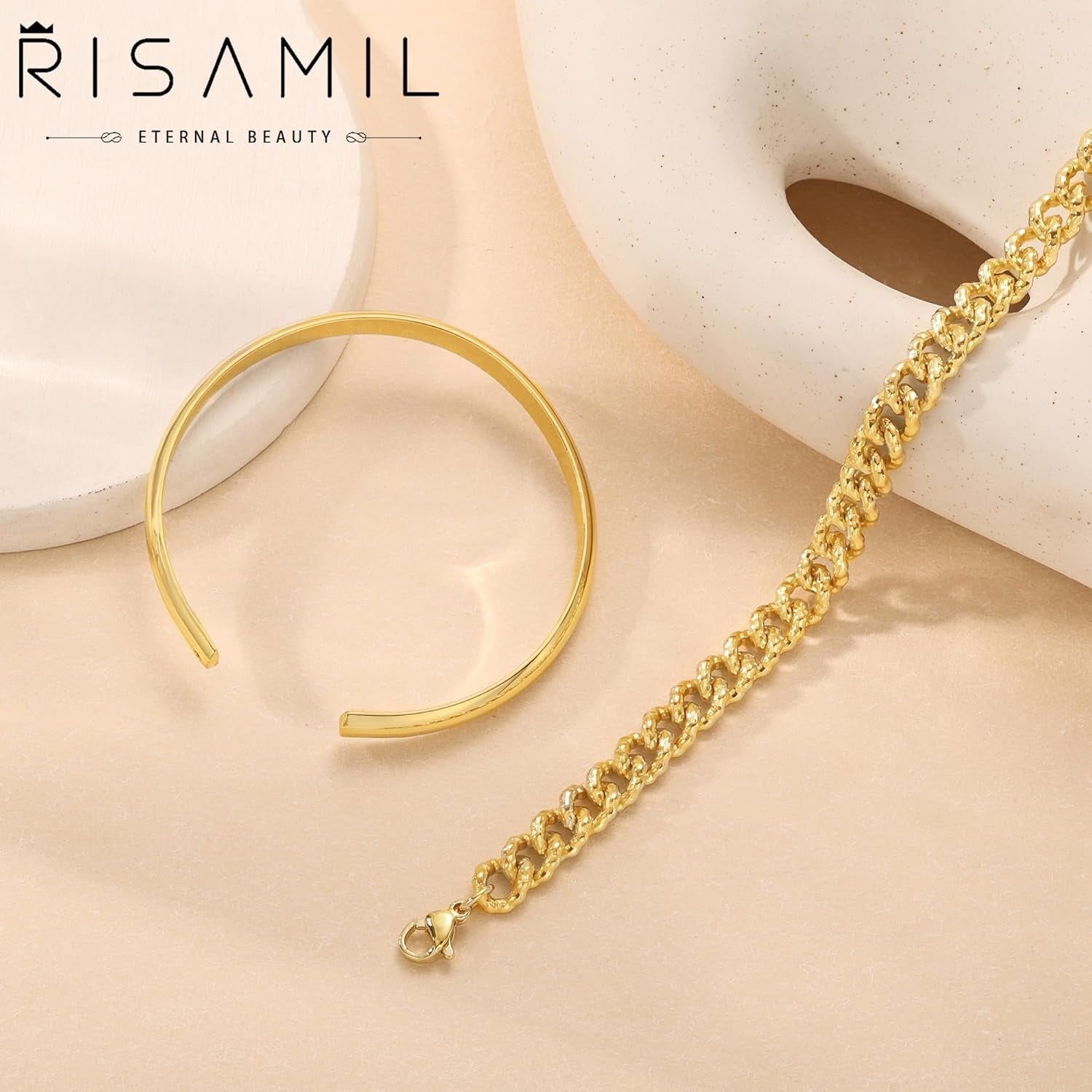 Gold Bracelets for Women Gold Bracelet Stack Layered Bracelets Set Dainty 14K Gold Bangles for Women Trendy Link Chain Cubic Zirconia Cuff Bracelets Jewelry