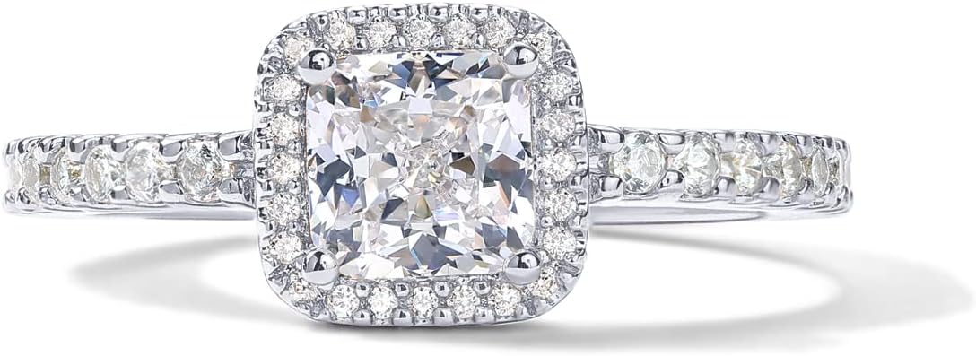 14K Gold Plated Halo Ring | Heart Ring for Women | Square round Promise Rings for Her