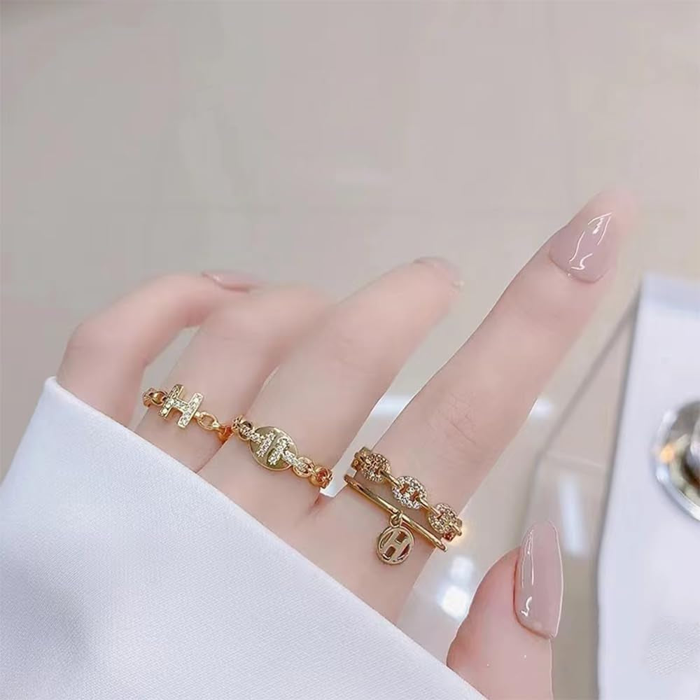 18k gold plated adjustable rings, gold chunky rings, heart rings