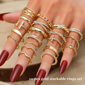 Gold Knuckle Rings Set for Women, Dainty Simple Trendy Cute Stackable Finger Rings Pack, Stacking Layering on Thumb and Knuckle, Mixed Size