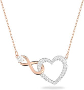 Infinity Heart Jewelry Collection, Necklaces and Bracelets, Rose Gold & Rhodium Tone Finish, Clear Crystals