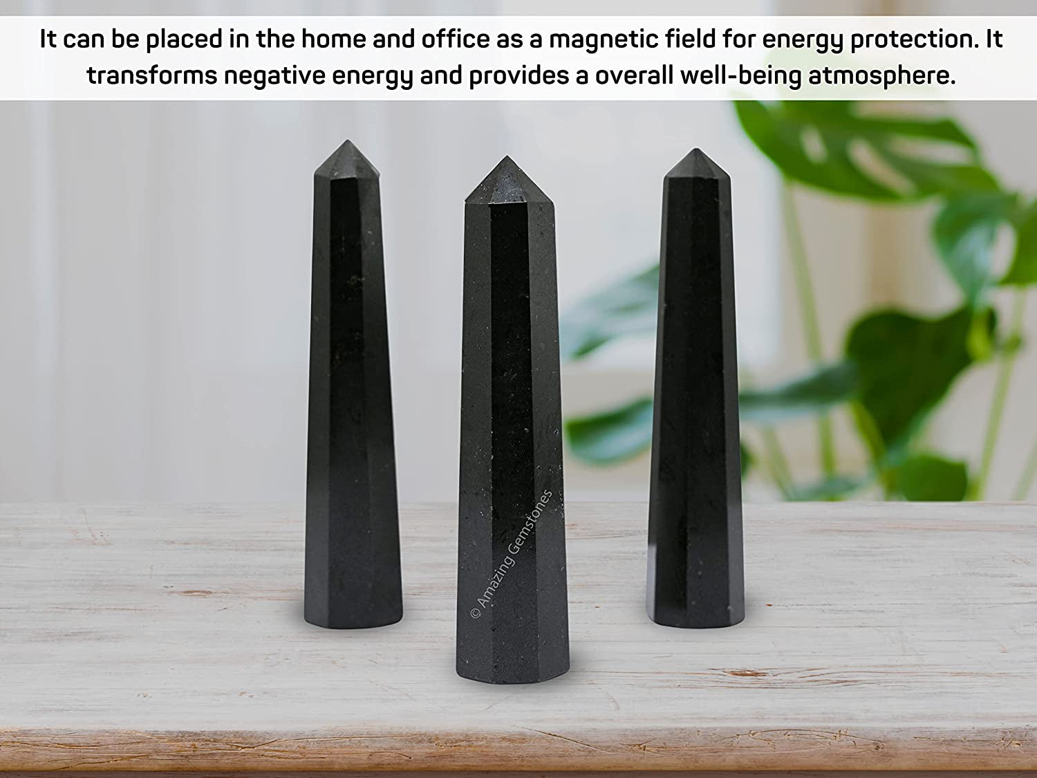 Black Tourmaline Crystal Towers ~ Natural Healing Crystal Point Obelisk for Reiki Healing and Crystal Grid (3" to 4" INCH)