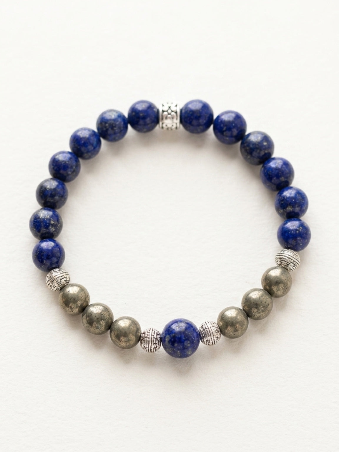 Men’s Lapis Lazuli & Pyrite Bracelet | Meditation Mala Stone Jewelry