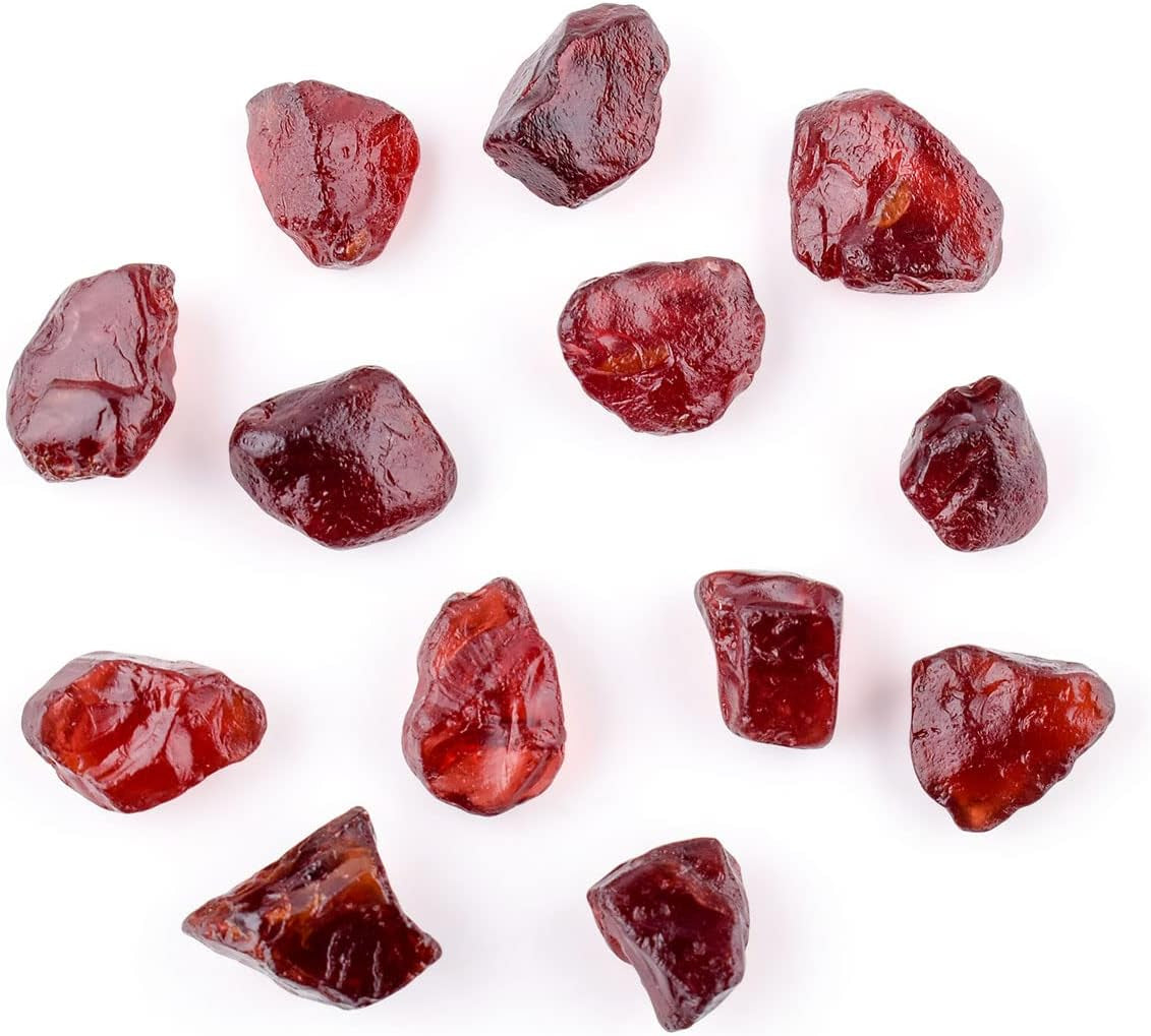 50 Carats Natural Raw Red Garnet Stone Rough Crystals - Jewelry Making Supply - Wire Wrapping - Wholesale Lot - Chakra Healing Crystals - Birthstone - DIY - Loose Stones, 6 to 12Mm, (10 to 14Pcs)