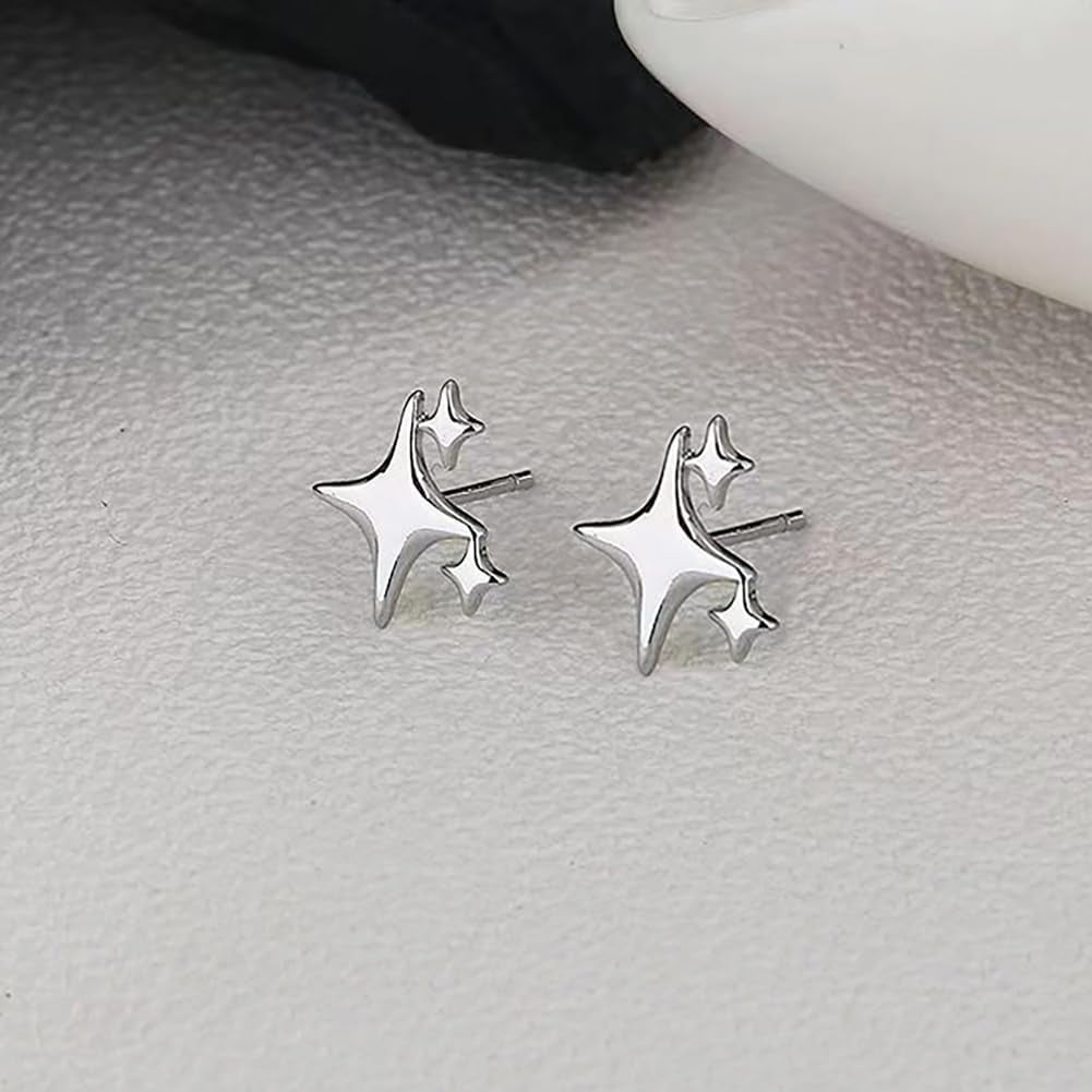 Sterling Silver Post Earrings Star Stud Earrings for Women Teen Trendy Hypoallergenic Small Post Pierced Studs Earrings Jewelry Gifts