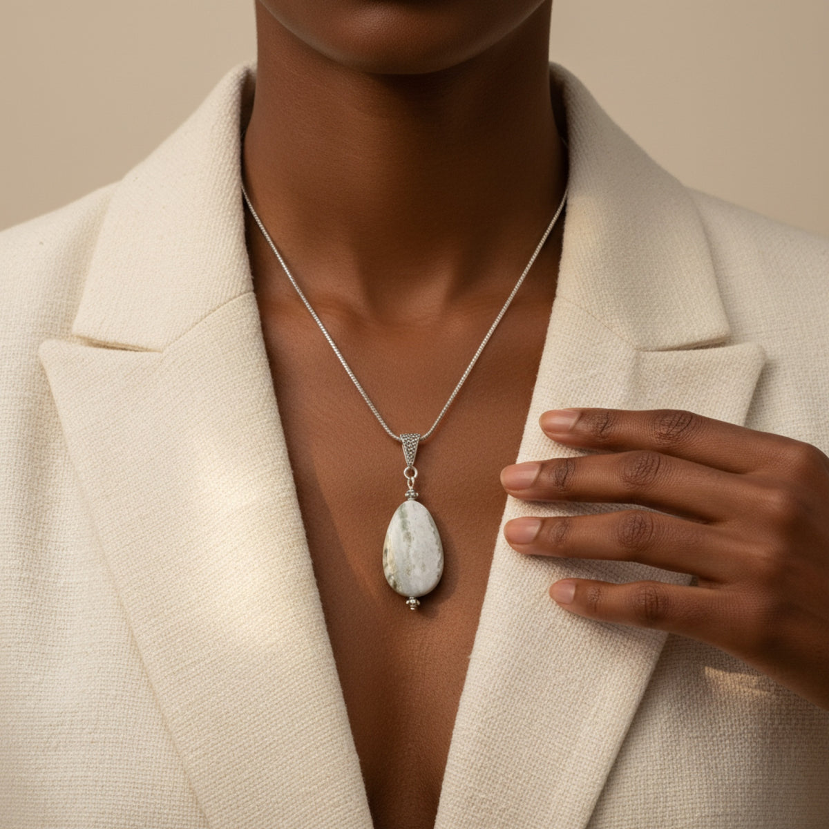 Ocean Jasper Teardrop Pendant | Stone of Joy | Cancer Zodiac
