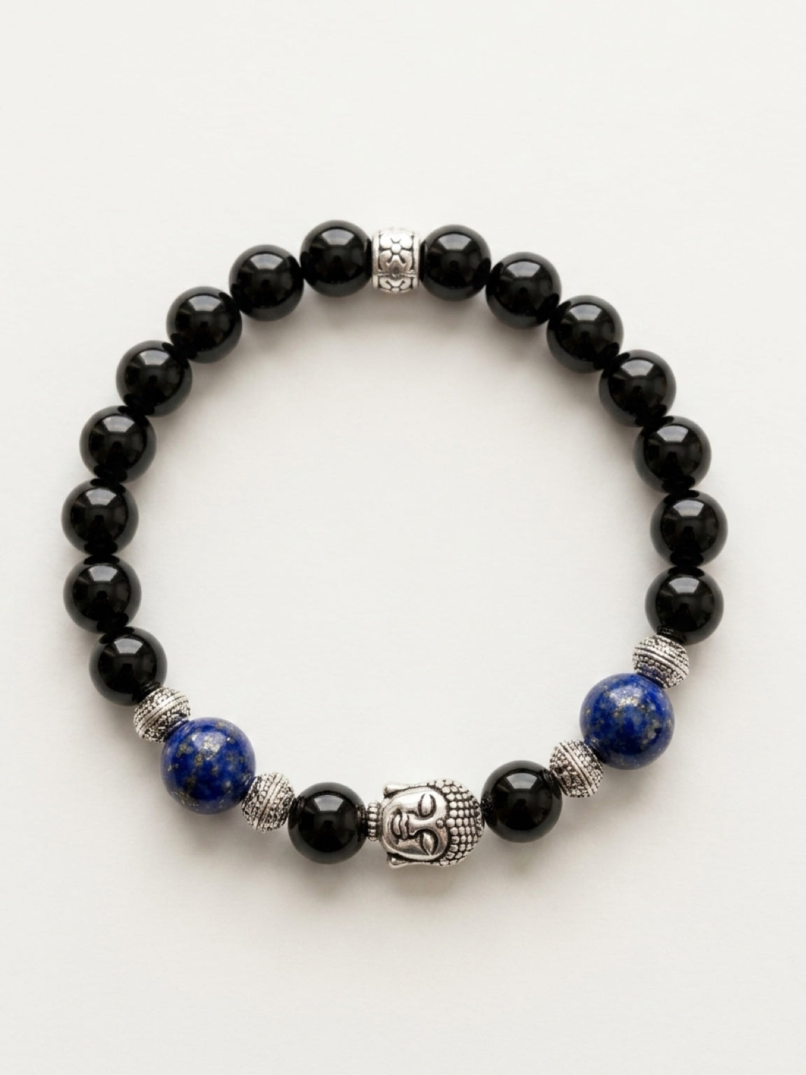 Buddha Bracelet with Lapis Lazuli & Black Onyx | Men’s Zen Mala Jewelry